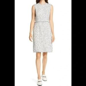 Rebecca Taylor Eyelash Tweed Sleeveless Sheath Dress in White/Navy Combo Size 14